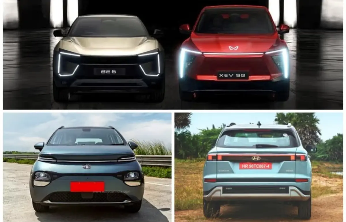 the Mahindra BE 6e, Mahindra XEV 9e, MG Windsor EV, and Hyundai Creta EV